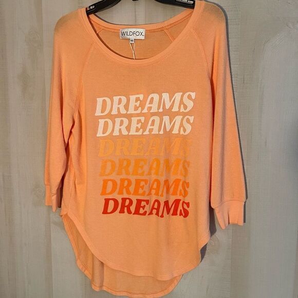 NWT Wildfox Dreams‎ Haley Raglan apricot wash, size XS - Picture 6 of 13